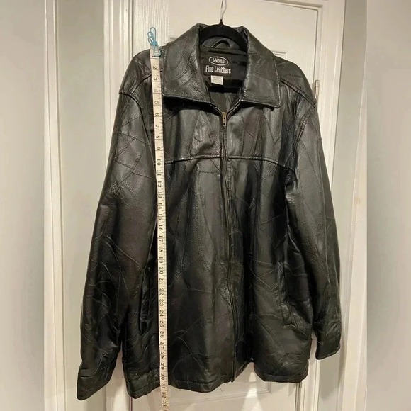LeWorld Fine Leathers Men’s 100% Black Leather Stitched Patchwork Jacket Size XL - Picture 9 of 12